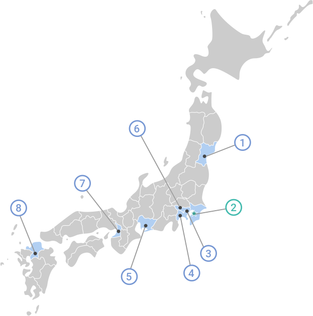 仙台DMC・本社(豊洲)・DMCセンター(お台場)・横浜センター・名古屋センター・ASKUL Logi PARK 首都圏・大阪DMC・ASKUL Logi PARK 福岡